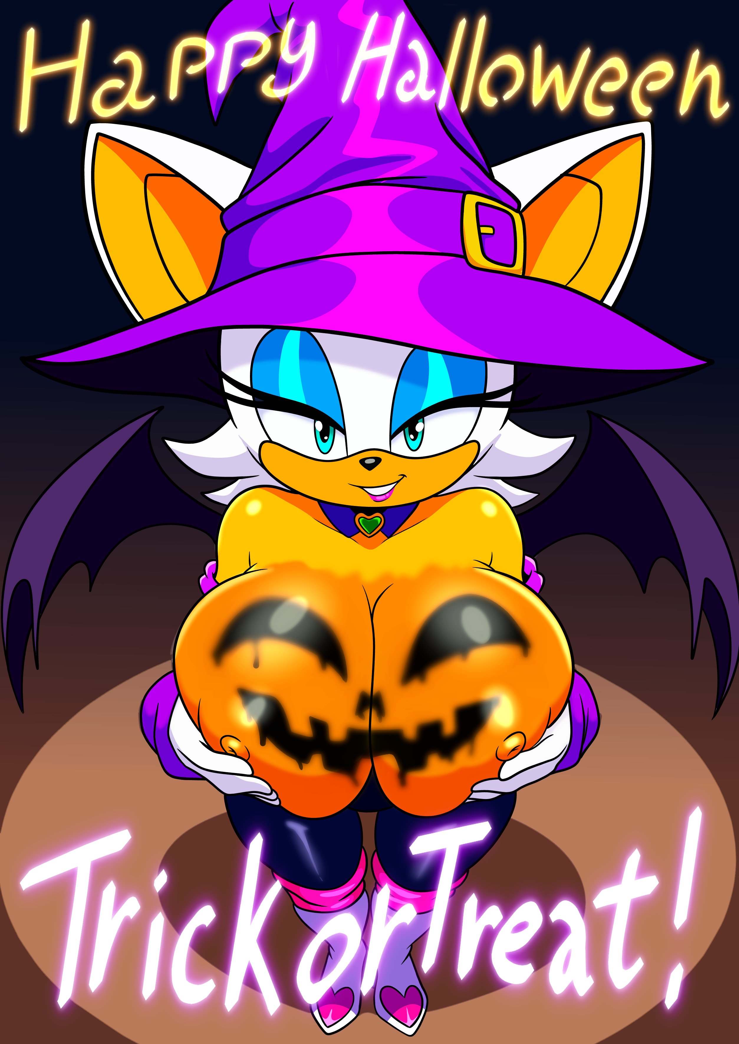big breasts, breasts, breasts out, female, furry funnychan, halloween, no nut november, rouge the bat, sonic (series), witch costume