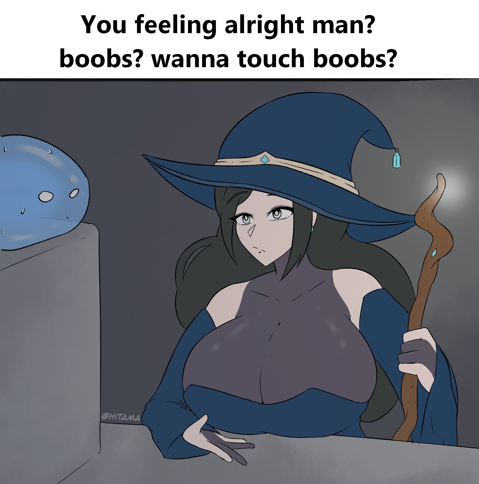 1girls, big breasts, boobs? wanna touch boobs?, breasts, female, hitama, witch (witch tower), witch tower