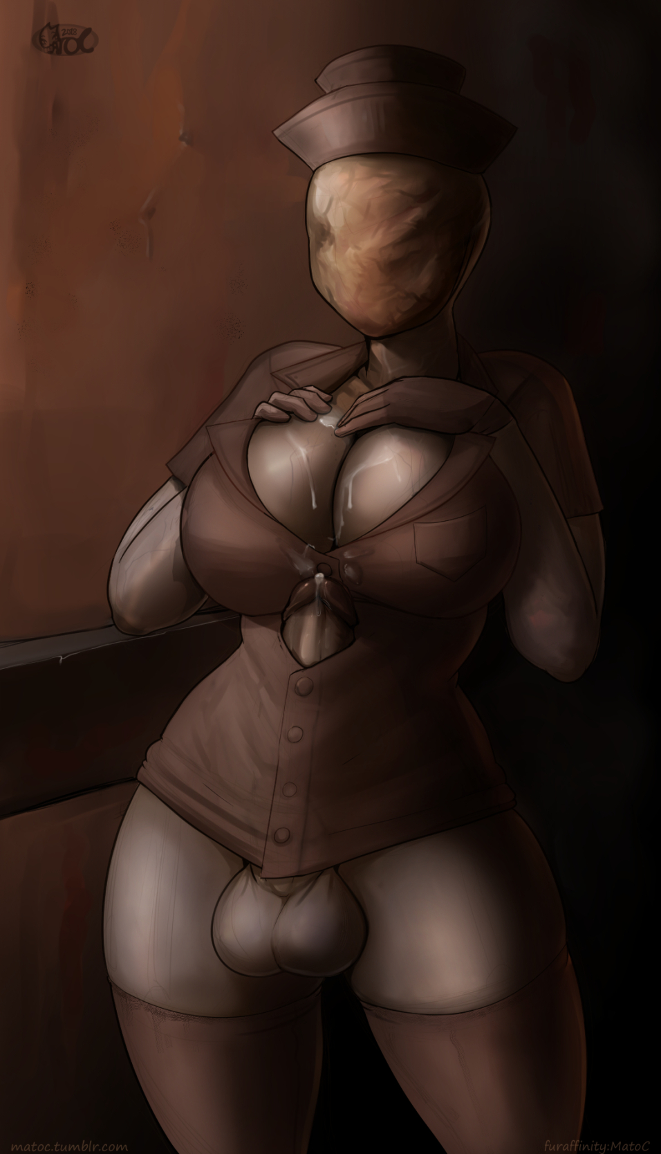 1futa 2018 balls breasts cleavage clothed clothing cum cum_on_breasts dickgirl erection futa_only futanari humanoid intersex konami matoc monstrous_humanoid nurse_(silent_hill) nurse_uniform penis silent_hill silent_hill_(film) solo solo_futa uniform video_games