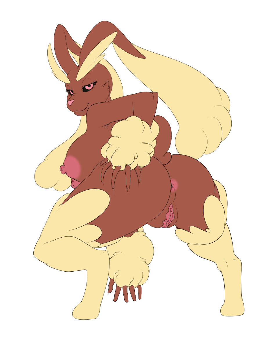 1girls anthro anus ass autumm_airwave bent_over big_ears black_sclera breasts eyelashes feet female female_only furry half-closed_eyes hand_on_ass huge_ass lagomorph long_ears looking_at_viewer looking_back lopunny nintendo nipples nude original_character paws pink_eyes pokémon_(species) pokemon pokemon_(species) pokemon_dppt pussy smile solo standing thick_thighs video_games wide_hips