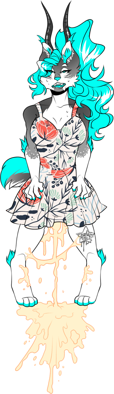 1futa ahe_gao alpha_channel anthro breasts bulge cervine cholericat clothed clothing cum dress erection excessive_cum eye_roll feline female futanari hybrid intersex looking_pleasured mammal morena_(cholericat) open_mouth simple_background solo solo_futa sweat transparent_background