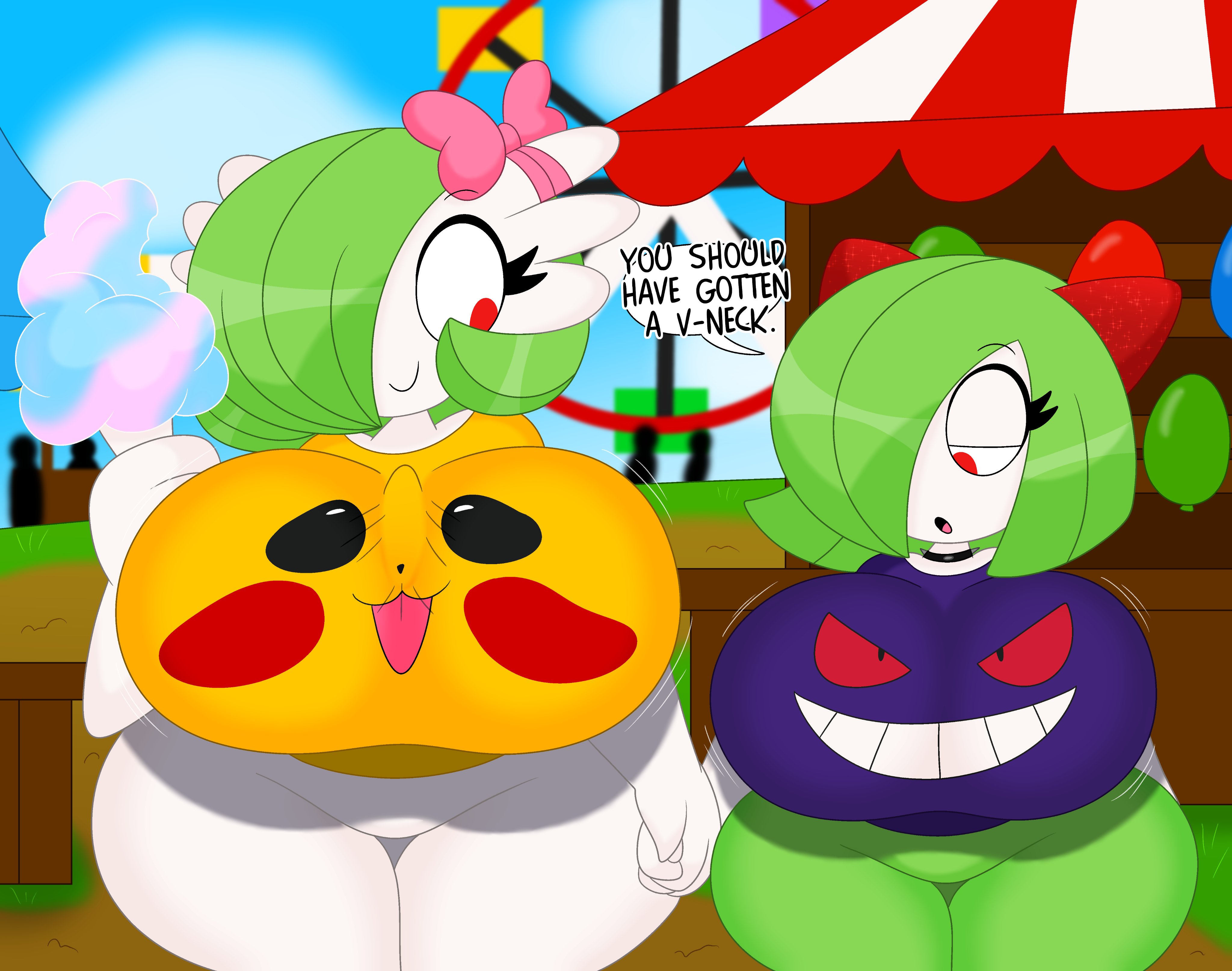 2girls, 3barts, female, gardevoir, kirlia, nintendo, pokemon, tagme, voluptuous