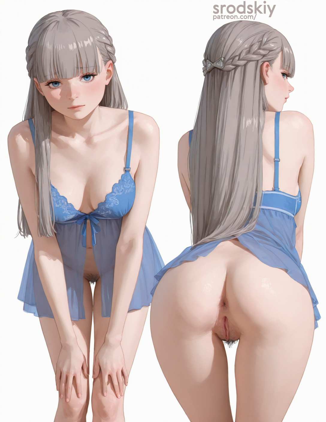 1girls, ai generated, anus, ass, breasts, fanart, female, female only, front view, grey hair, lawine (sousou no frieren), lingerie, magical girl, mature female, medium breasts, multiple views, naked, open clothes, pubic hair, pussy, rear view, sexy, sexy pose, shy, sousou no frieren, srodskiy, tagme, teenage female, teenager, thigh gap, uncensored, vulgar, young