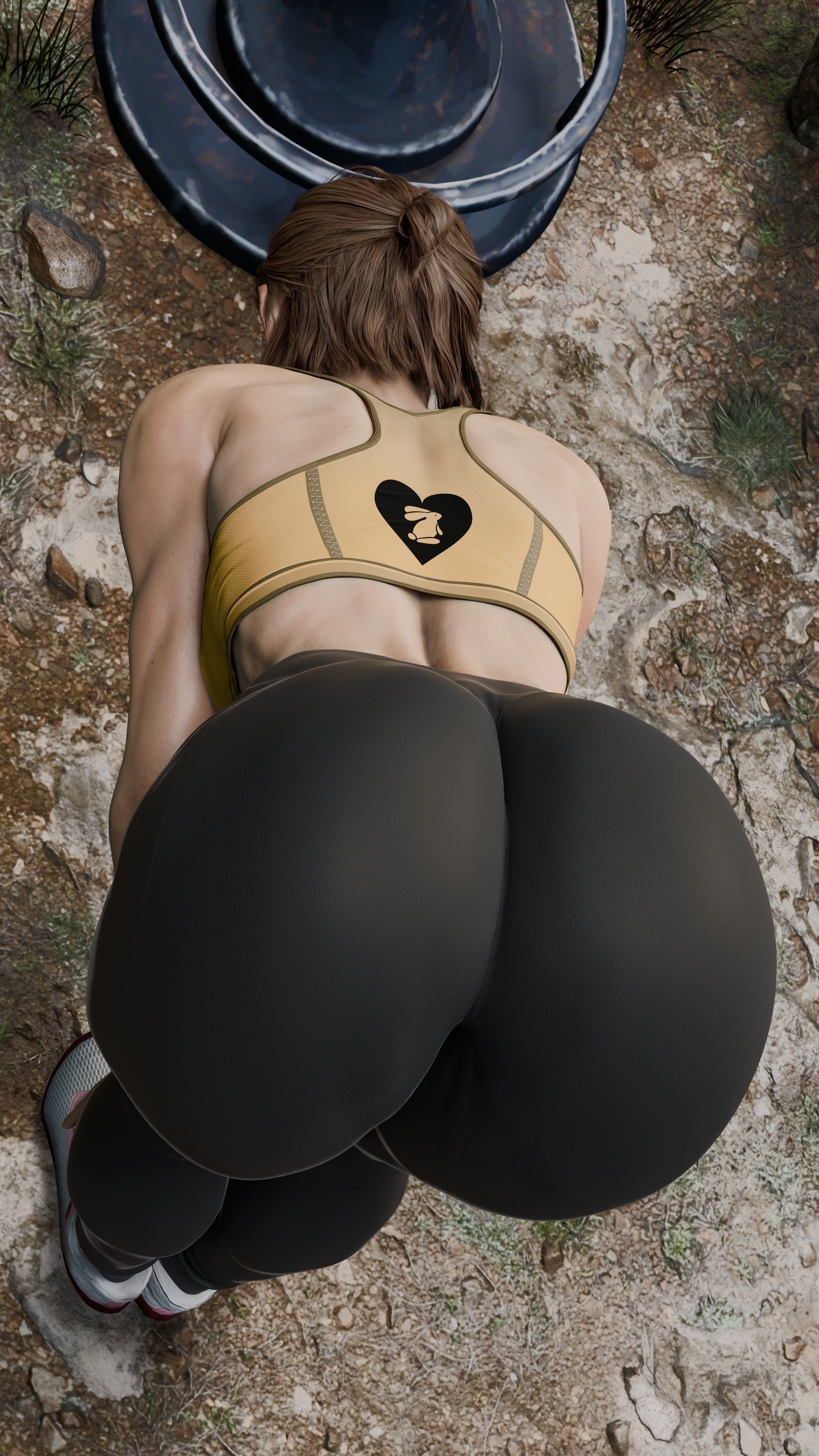1female, 1girl, 1girls, 3d, ass, ass focus, athletic, athletic female, bent over, big ass, blender (software), brown hair, curvaceous, curvy, curvy figure, ellie (the last of us), ellie williams, exercise, exercise clothing, female, female only, fit, fit female, huge ass, large ass, muscles, muscular, muscular female, panties, pants, red l, shoes, short hair, sneakers, solo, solo female, sports bra, sportswear, standing, the last of us, the last of us 2, thick thighs, thighs, toned, toned female, wide hips, yoga pants