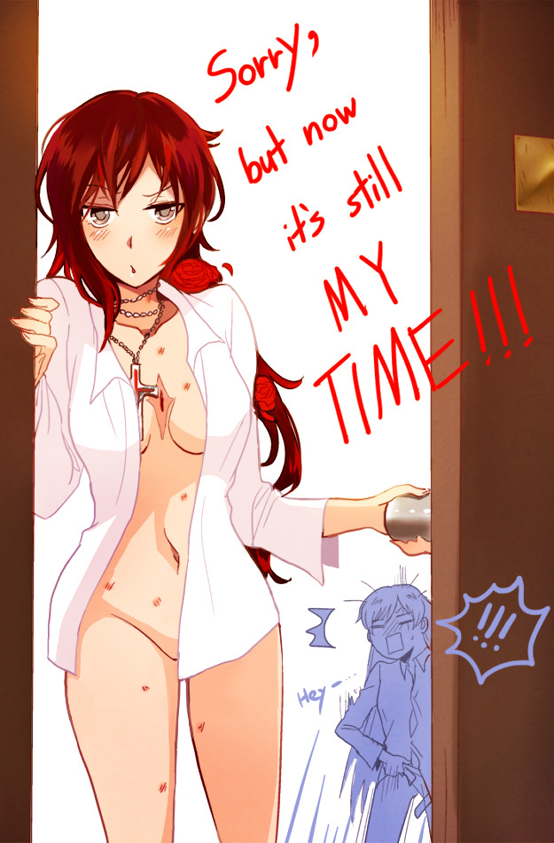 2girls, bite marks, female, female only, interrupted, lesbian, lesbian sex, makundsf, multiple females, multiple girls, office, red hair, ruby rose, rwby, solo focus, weiss schnee, white hair, yuri