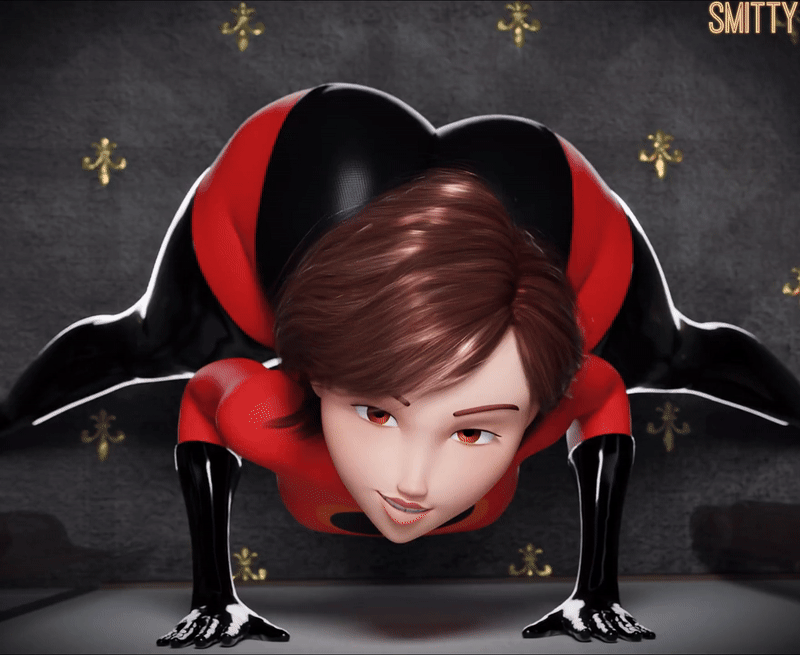 1girls 3d 3d_animation against_wall amber_eyes animated animated_image ass_focus ass_shake big_ass bird's-eye_view brown_hair clothed elastigirl female female_focus female_only gloves helen_parr high-angle_view latex looking_at_viewer milf short_hair smitty34 solo superheroine tagme the_incredibles thick_thighs twerking