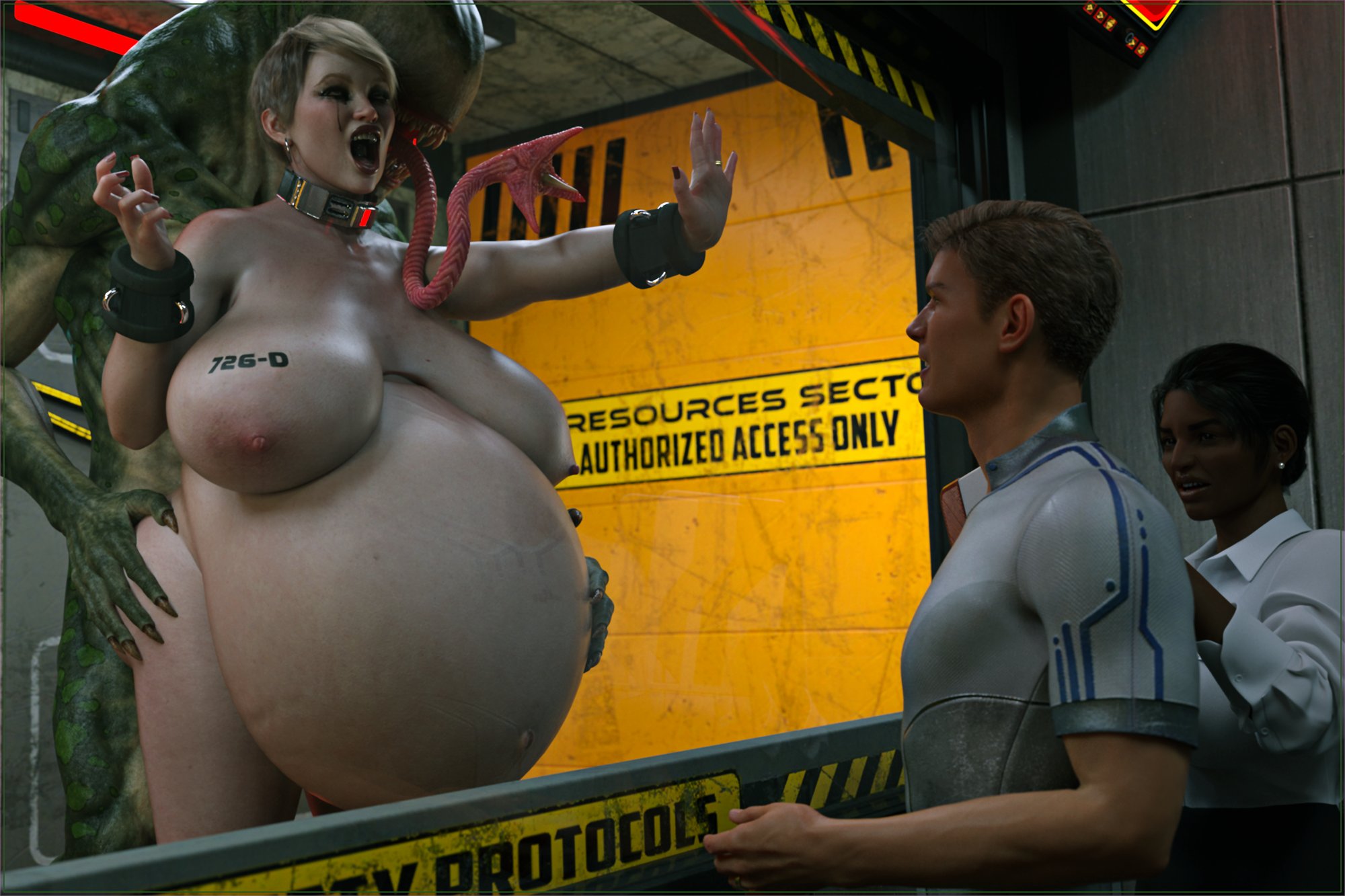 about to burst, alien, branded, breasts, breeding, breeding slave, cheating, cheating wife, collar, female, huge breasts, hyper pregnancy, imminent death, inflation, interspecies, long tongue, mark volk, monster, ntr, pussy, tentacle, vaginal penetration, wrist cuffs
