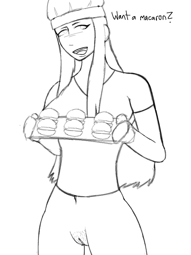chef_hat doxiedummy female female_only macaron meme meme_reference no_panties pussy shitpost shitposting sketch want_a_macaron