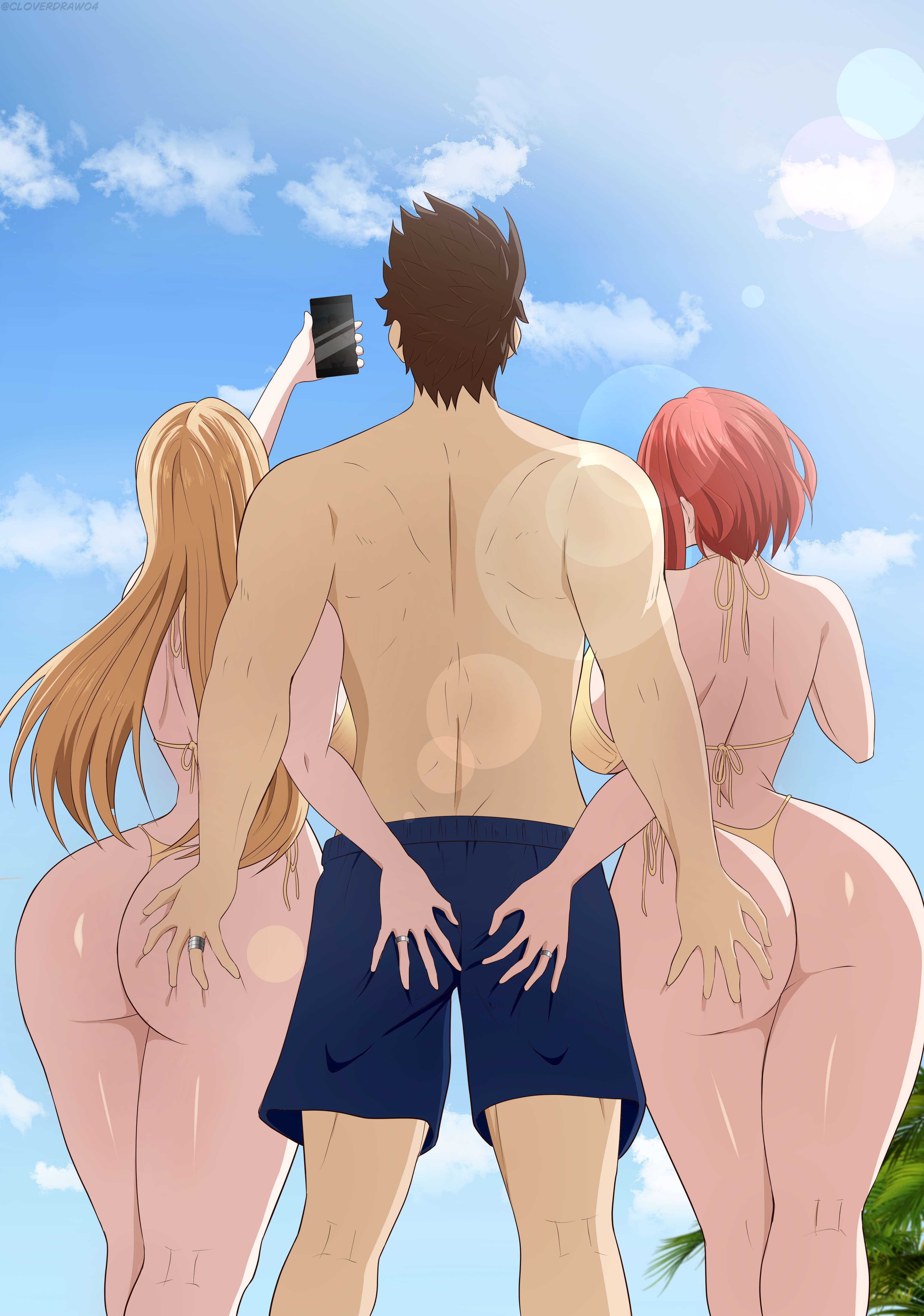 big breasts, bikini, bikini bottom, bikini top, breasts, golden bikini, mythra, mythra (xenoblade), pyra, pyra (xenoblade), rex (xenoblade), rex (xenoblade) (future redeemed), xenoblade (series), xenoblade chronicles 2, xenoblade chronicles 3, xenoblade chronicles 3: future redeemed