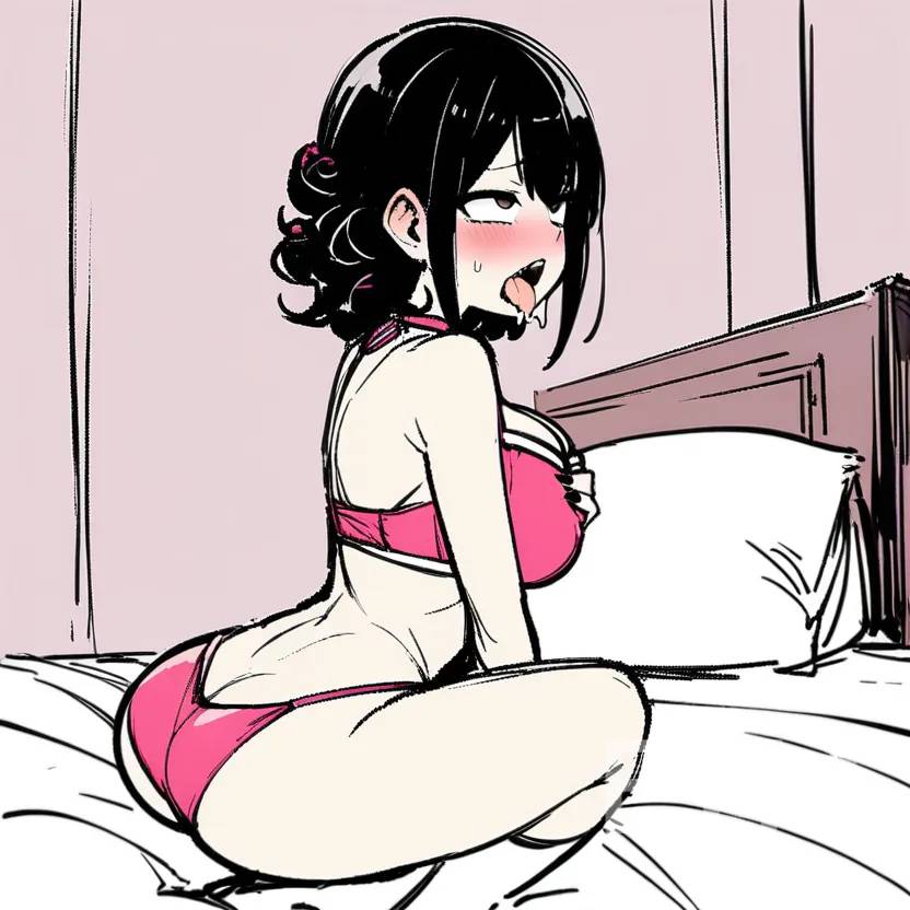 1girls, ahe gao, ahegao face, autosexual, bed, black hair, breast grab, breasts, daughter, eyes rolling back, female, female focus, female only, masturbating, masturbation, moan, moaning, moaning female, moaning in pleasure, open mouth, panties, pillow, pussy, room, saliva, saliva on tongue, solo, tongue, tongue out, touching breast, touching pussy, vaginal masturbation