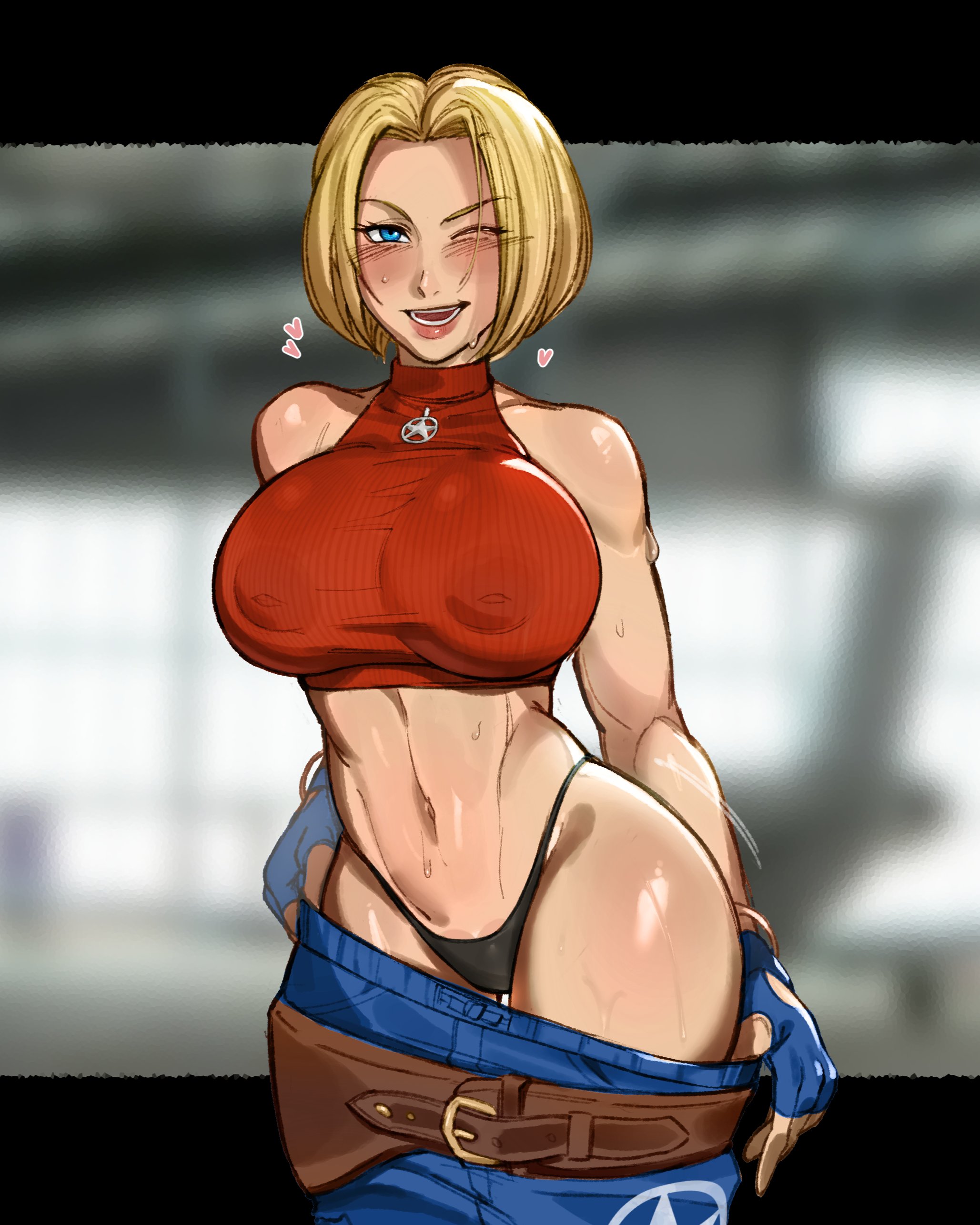 1girls, big breasts, blonde hair, blue eyes, blue mary, clothed, clothed female, fatal fury, female, heart, huge breasts, kartistry, kartistry , king of fighters, king of fighters xv, kofxv, light skin, light-skinned female, looking at viewer, nipple bulge, nipples, nipples visible through clothing, one eye closed, pale skin, pale-skinned female, panties, pants, pants down, pants pull, pants pulled down, see-through, see-through clothes, see-through clothing, shirt, short hair, smiley face, smiling, smiling at viewer, tank top, thick, tight shirt, undressing, voluptuous, voluptuous female, wet, wet body, wet shirt, wet skin, wink, winking at viewer