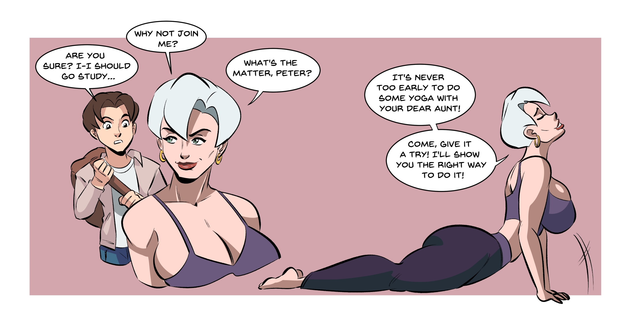 2d, 2d (artwork), aunt, aunt and nephew, barefoot, breasts, glassfish, incest, male, marvel, may parker, nephew, peter parker, spider-man (series), tagme, ultimate spider-man (show), undertagged