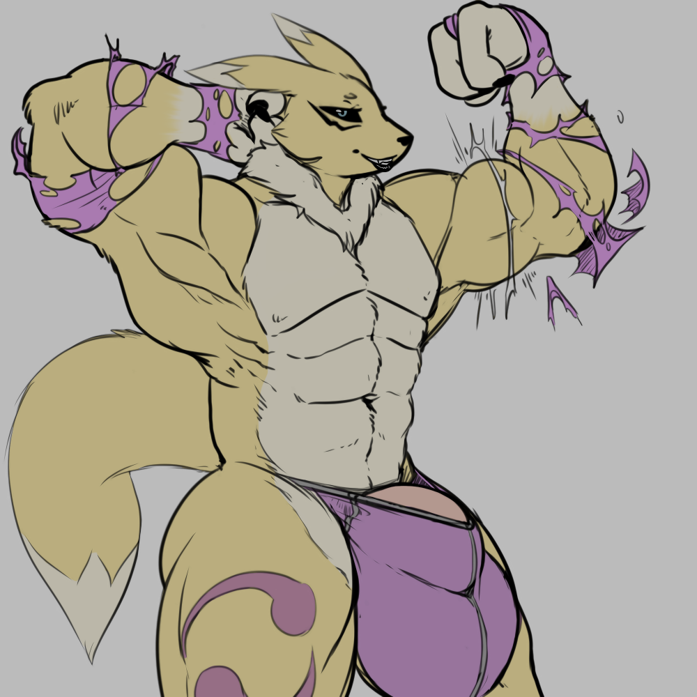 deskai digimon growth male male_only muscle_growth muscular renamon solo strikeanywhere