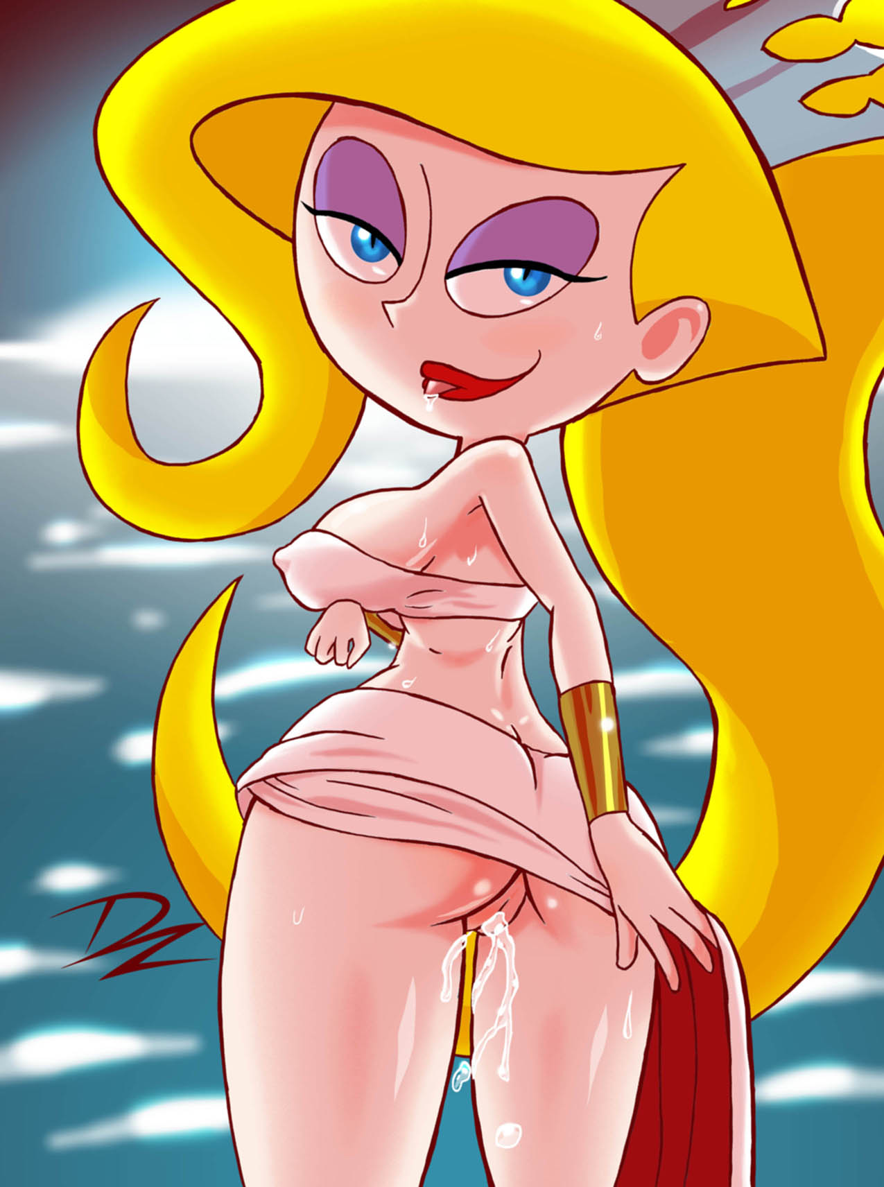 1girls bimbo blonde_hair breasts cartoon_network dripping_pussy dzyer eris_(billy_and_mandy) eyeshadow goddess hourglass_figure large_breasts lipstick makeup no_panties pussy saliva the_grim_adventures_of_billy_and_mandy vagina wet_pussy