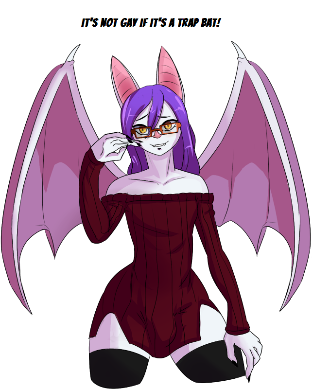 1boy anthro bat bulge clothed clothing crossdressing eyewear girly glasses hair helmed helmed_(character) long_hair male male_anthro male_only mammal solo sweater text wide_hips wings