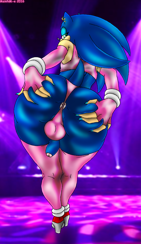 1boy 2016 alternate_body_type androgynous anus ass balls balls_in_panties bimbo crossdressing elbow_gloves femboy femboy_stripper feminine_male foreskin girly high_heels mainnm-e male male_only male_stripper nail_polish penis sega solo sonic_(series) sonic_the_hedgehog spread_ass thighhighs trap uncut