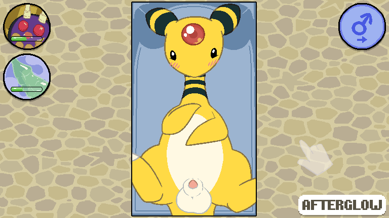 1boy afterglow_ampharos afterglow_the_ampharos ampharos animal_genitalia belly big_ears black_eyes black_fur blush cursor dildo feet feral furry hud looking_at_viewer looking_up male male_only nintendo nude on_back original_character penis penis_tip pixel_art pokémon_(species) pokemon pokemon_(species) pokemon_gsc presenting presenting_penis sex_toy sheath slightly_chubby solo spread_legs spreading stripes testicles text video_games yellow_fur