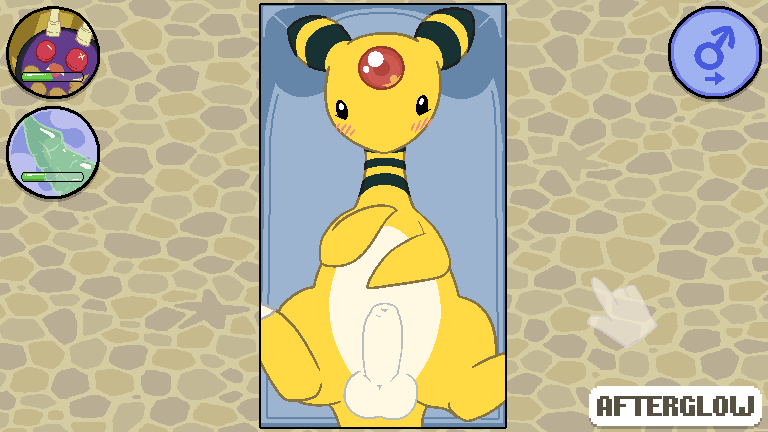 1boy afterglow_ampharos afterglow_the_ampharos ampharos belly big_ears black_eyes black_fur blush cursor dildo erection feet feral furry hud looking_at_viewer looking_up male male_only nintendo nude on_back original_character penis pixel_art pokémon_(species) pokemon pokemon_(species) pokemon_gsc presenting presenting_penis sex_toy slightly_chubby solo spread_legs spreading stripes testicles text uncut video_games yellow_fur