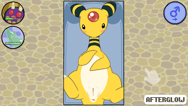 afterglow_ampharos afterglow_the_ampharos ambiguous_gender ampharos anus belly big_ears black_eyes black_fur blush cursor dildo feet female feral furry hud looking_at_viewer looking_up nintendo nude on_back original_character pixel_art pokémon_(species) pokemon pokemon_(species) pokemon_gsc presenting presenting_pussy pussy sex_toy slightly_chubby slit solo spread_legs spreading stripes testicles text video_games yellow_fur