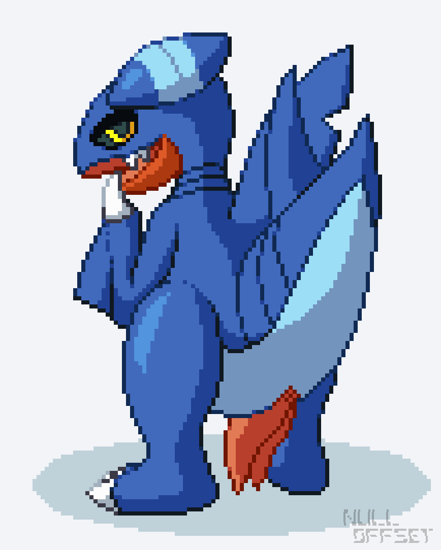 1boy 2018 animal_genitalia animal_penis blue_skin claws digital_media_(artwork) diphallia diphallism dragon erection feet feral gabite generation_4_pokemon half-closed_eyes hemipenes looking_at_viewer male male_only multi_genitalia multi_penis mythological_creature mythological_scalie mythology nintendo nude nulloffset open_mouth penis pixel_art pokémon_(species) pokemon pokemon_(species) scalie shadow simple_background solo text video_games watermark yellow_eyes