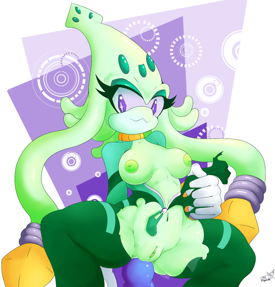 abbys_the_squid anal anal_insertion anal_sex anthro archie_comics areolae artist_name big_breasts breasts cephalopod clothing dildo dildo_sitting female female_only green_nipples green_skin insertion legs marine navel nipples partially_clothed penetration pose posing presenting presenting_pussy purple_eyes pussy ricocake sega signature simple_background sitting smile solo sonic_(series) squid tentacle tentacle_hair thick_thighs thighs torn_clothes undressing