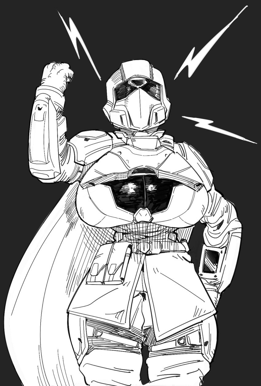 big breasts, breasts, cape, female, helldiver (helldivers), helldivers, helldivers 2, helmet, solo, tagme