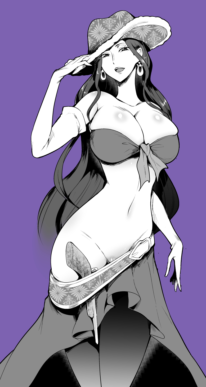 1girls bare_arms bare_shoulders big_breasts black_and_white clothed clothing female female_focus female_only gloves hay hi_res jewelry large_breasts light-skinned_female light_skin long_hair looking_at_viewer nico_robin no_panties no_underwear one_piece pistol sagattoru shounen_jump solo solo_female tagme thick_thighs