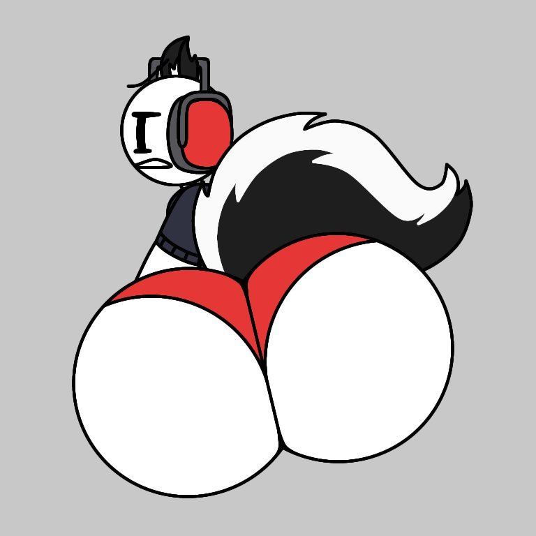 1boy 1male 2d_(artwork) 2d_artwork ass big_ass big_butt black_and_white_fur black_fur butt charles_calvin deelikedeez_(artist) fat_ass fat_butt femboy grey_background grey_shirt headgear headphones headwear henry_stickmin_(game) huge_ass huge_butt ibispaintx imminent_fart innersloth leaning_to_the_side looking_pleasured male male_only red_headgear red_headphones red_headwear red_panties red_underwear skunk_charles_(deelikedeez) skunk_ears skunk_tail solo thick_ass thick_butt video_game_character white_fur