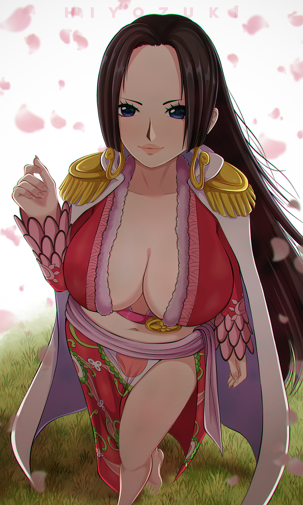 1girls big_breasts black_hair blue_eyes blush boa_hancock clothed clothing color female female_focus female_only hi_res hiyozuki jewelry large_breasts light-skinned_female light_skin long_hair looking_at_viewer one_piece shounen_jump solo solo_female tagme thick_thighs