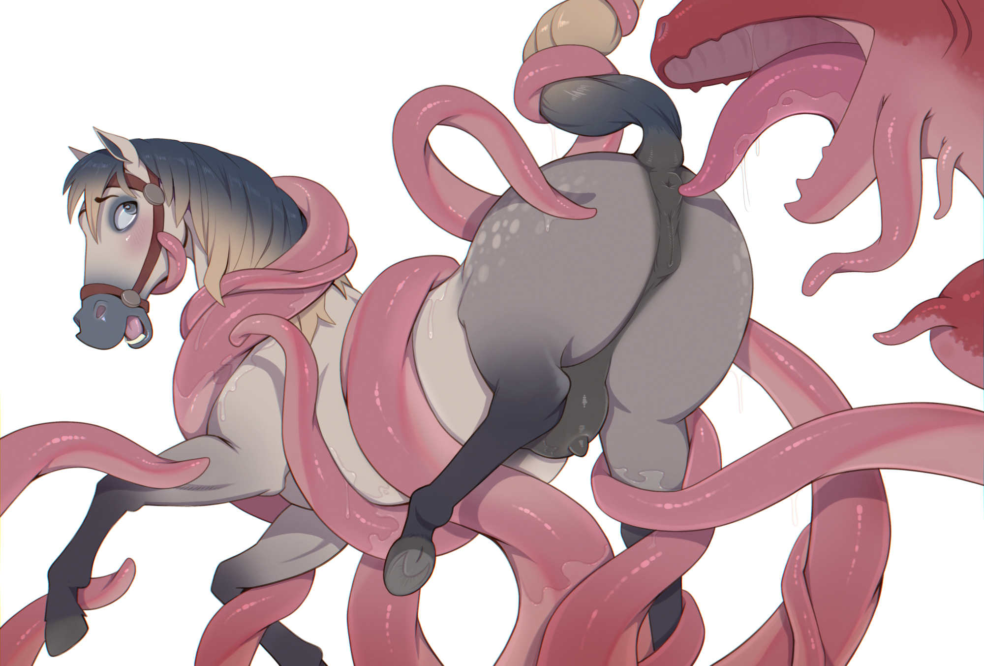 abstract background, alien, animal genitalia, animal pussy, anus, conditional dnp, duo, equid, equine, equine genitalia, equine pussy, female, feral, genitals, hi res, horse, jotun22, male, male/female, mammal, pussy, tentacle