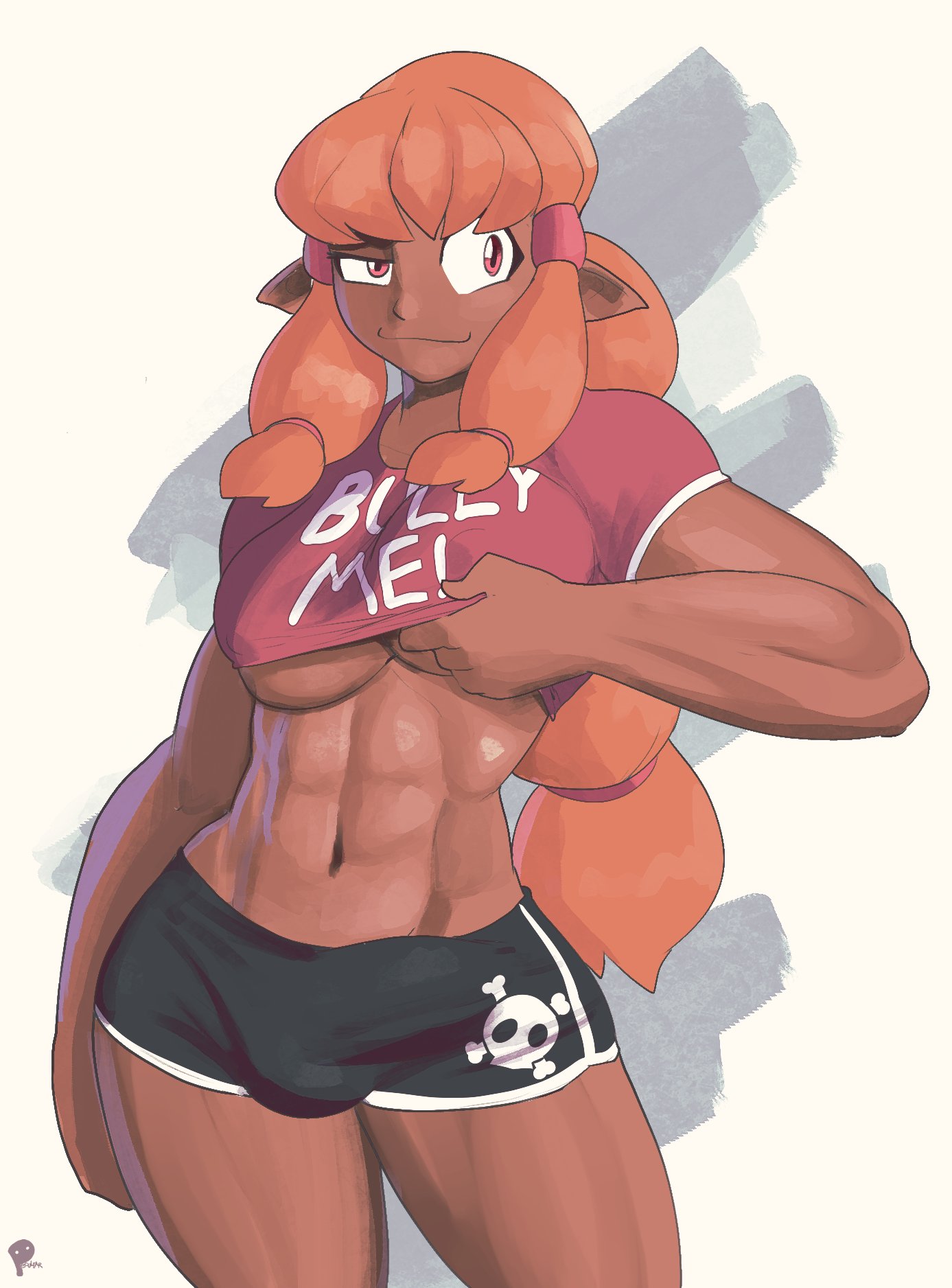 1futa, abs, breasts, bulge, cleavage, dickgirl, erection, erection under clothes, futa only, futanari, intersex, muscles, muscular, muscular futa, peculiart, penis, penis under clothes, roxy (peculiart), solo