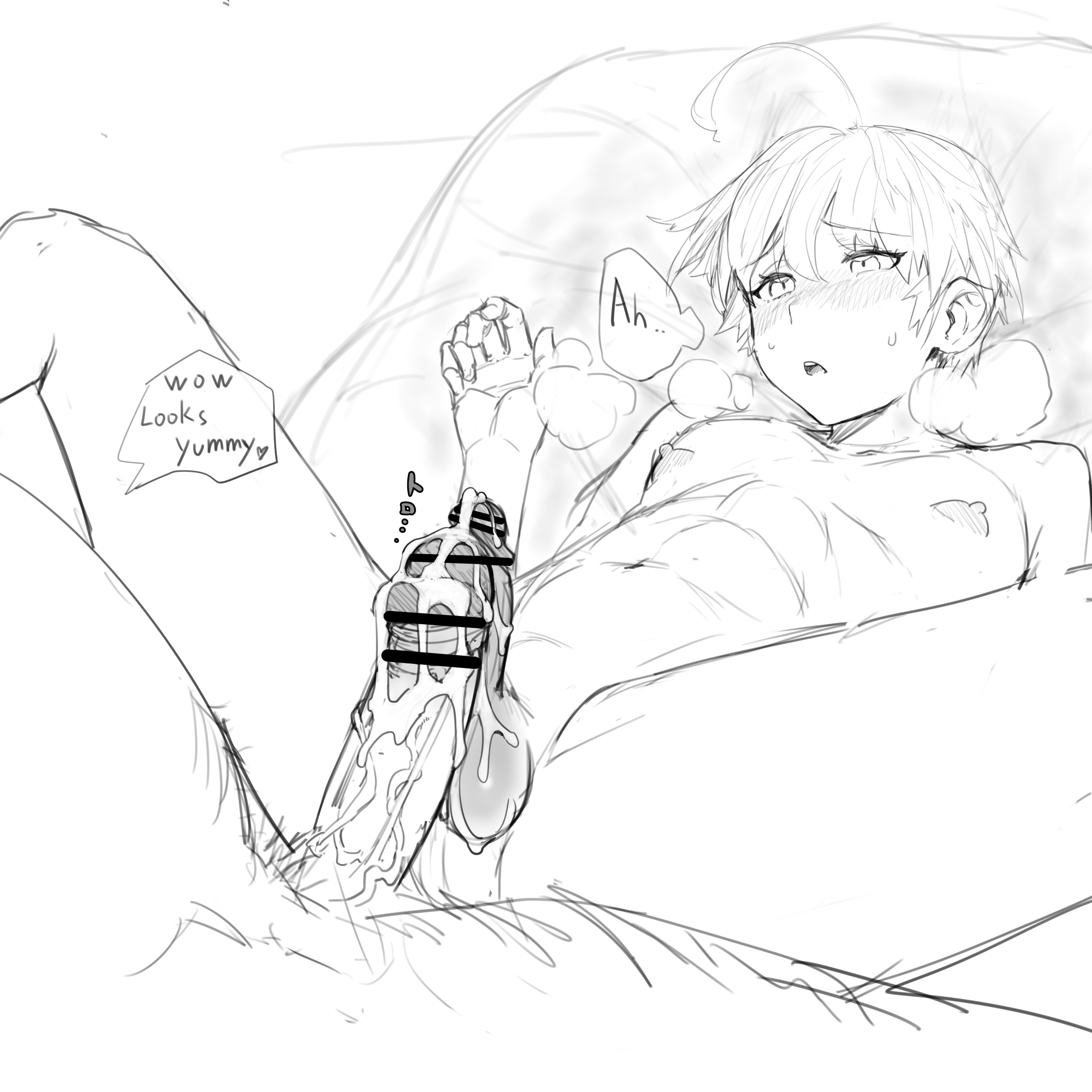 2boys, blush, blushing, cum, cum covered, cum on penis, dicks touching, femboy, feminine male, frottage, frotting, gay, girly, konery (reasonyou), laying down, male, male only, male out of frame, nipples, penis, pice1234, trap, twink