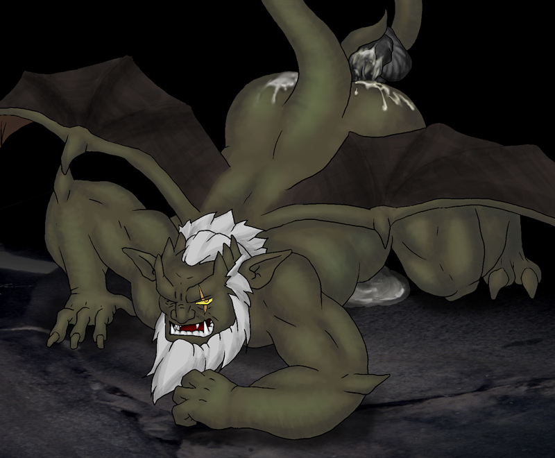 anal_masturbation beard chubby cum dildo disney facial_scar gargoyles gay hawawo hudson_(gargoyles) humanoid looking_at_viewer male male_only muscles on_all_fours white_hair