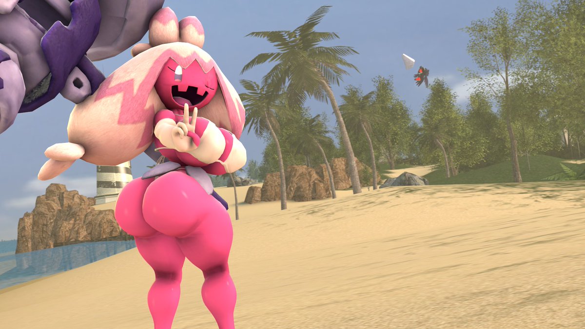 1girls 3d 3d_(artwork) ass beach blue_sky breast_hold breasts cloud colored_sclera colored_skin crossed_arms day fangs female from_behind furry_female hand_up happy horizon huge_breasts kneepits large_breasts legs long_hair looking_at_viewer looking_back miniskirt multicolored_hair multicolored_skin nintendo notsoanonsfm ocean one_eye_closed open_mouth outdoors outstretched_arm palm_tree pink_hair pink_skin pokémon_(species) pokemon reaching_towards_viewer rock sand selfie shiny_pokemon shiny_skin sidelocks skin_fangs skirt sky smile standing thick_thighs thighs tinkaton tree twintails two-tone_hair two-tone_skin v very_long_hair water weapon white_eyes white_hair white_skin wide_hips