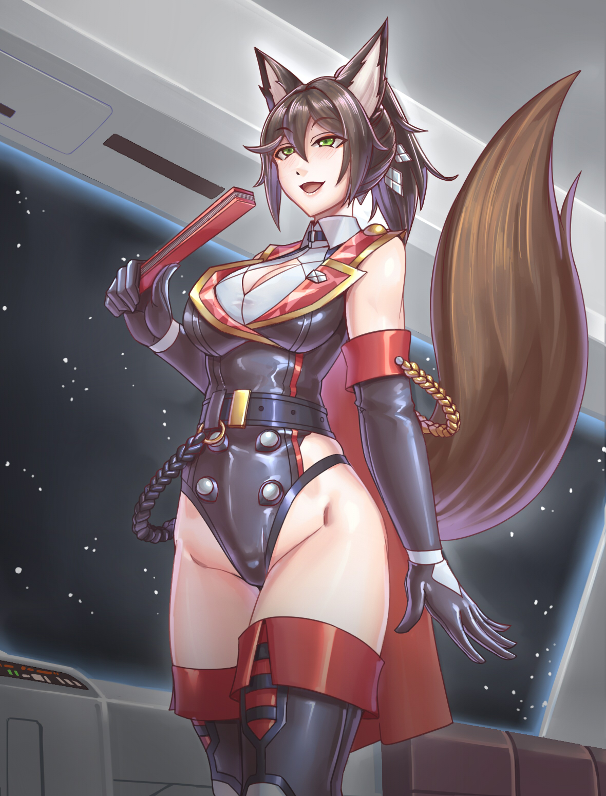 animal ears, brown hair, enemy conversion, female, femsub, fox ears, fox girl, green eyes, honkai: star rail, hypnosis, ipc outfit, kemonomimi, leebigtree, mind control, tingyun (honkai: star rail)