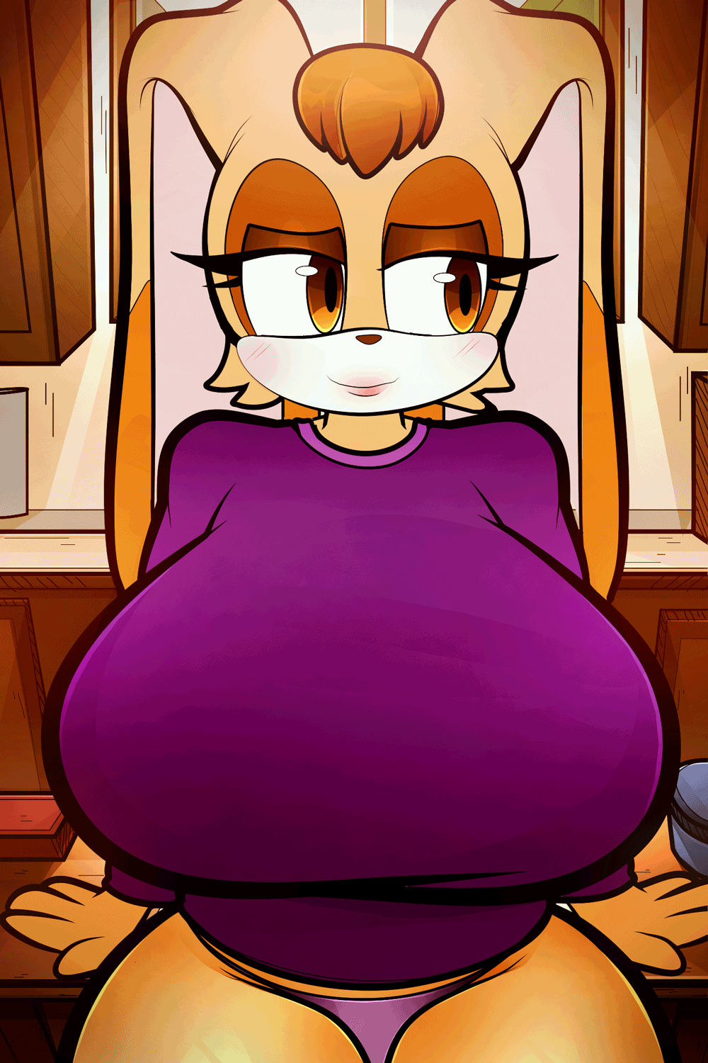 1girls, 2:3, 2d, 2d animation, animated, animated gif, arkeus, boobs, breast drop, breasts, bunny girl, exposed boobs, exposed breasts, exposed tits, female, furry, furry female, gif, milf, mother, purple thong, rabbit, rabbit girl, shirt lift, sonic (series), sonic the hedgehog (series), tagme, thong, tits, vanilla the rabbit, vertical video