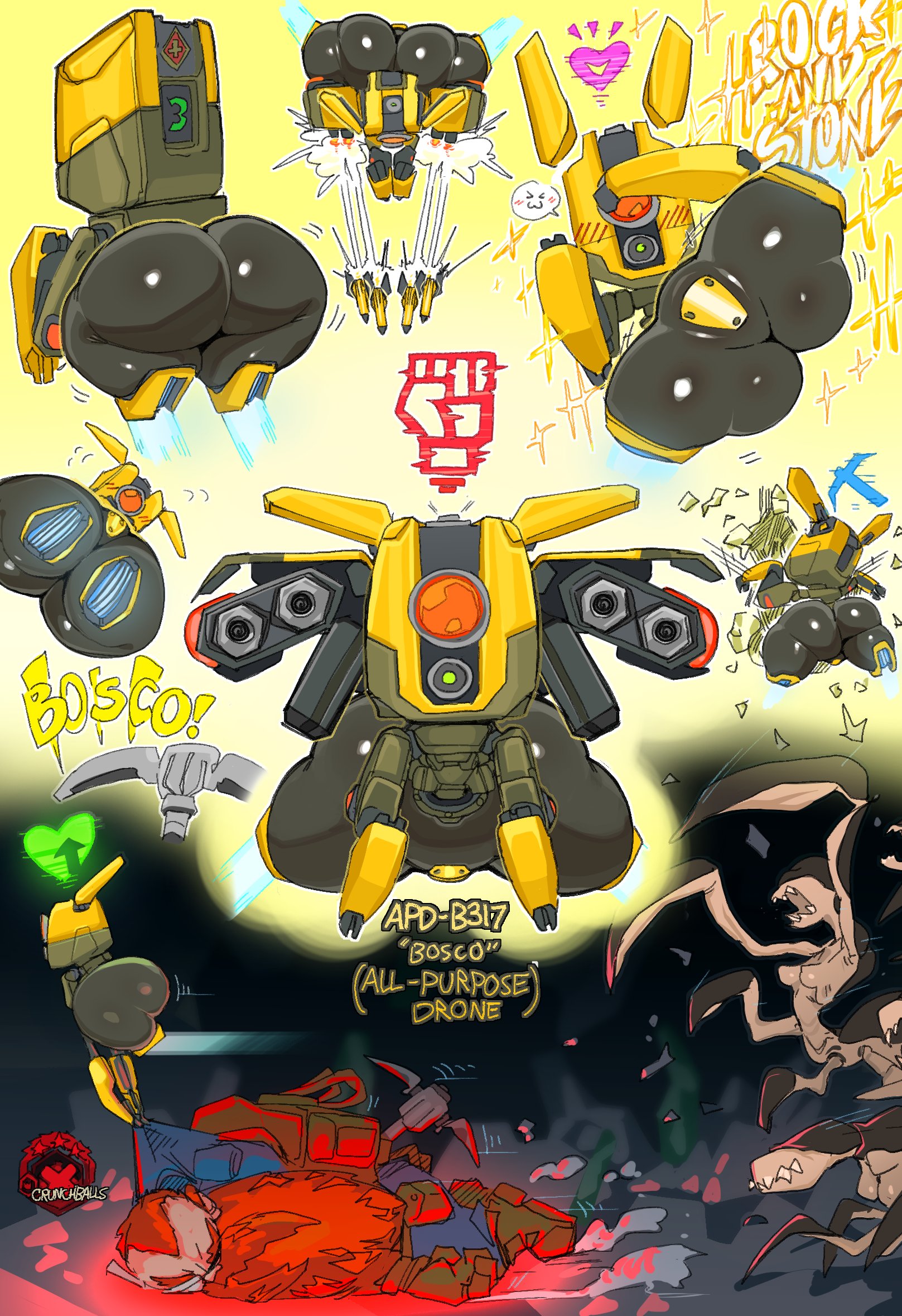 ass, bosco (deep rock galactic), deep rock galactic, fat ass, female, glyphid, goatboydraws, knocked out, pussy, pussy covered, robot, robot girl, scout (deep rock galactic), thick thighs