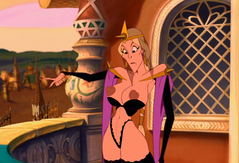 armpits bartok_the_magnificent big_breasts blonde_hair breasts don_bluth edit female female_only hips large_breasts long_hair ludmilla_(bartok) naked nipples outside poivoit screenshot screenshot_edit thong tied_hair underwear