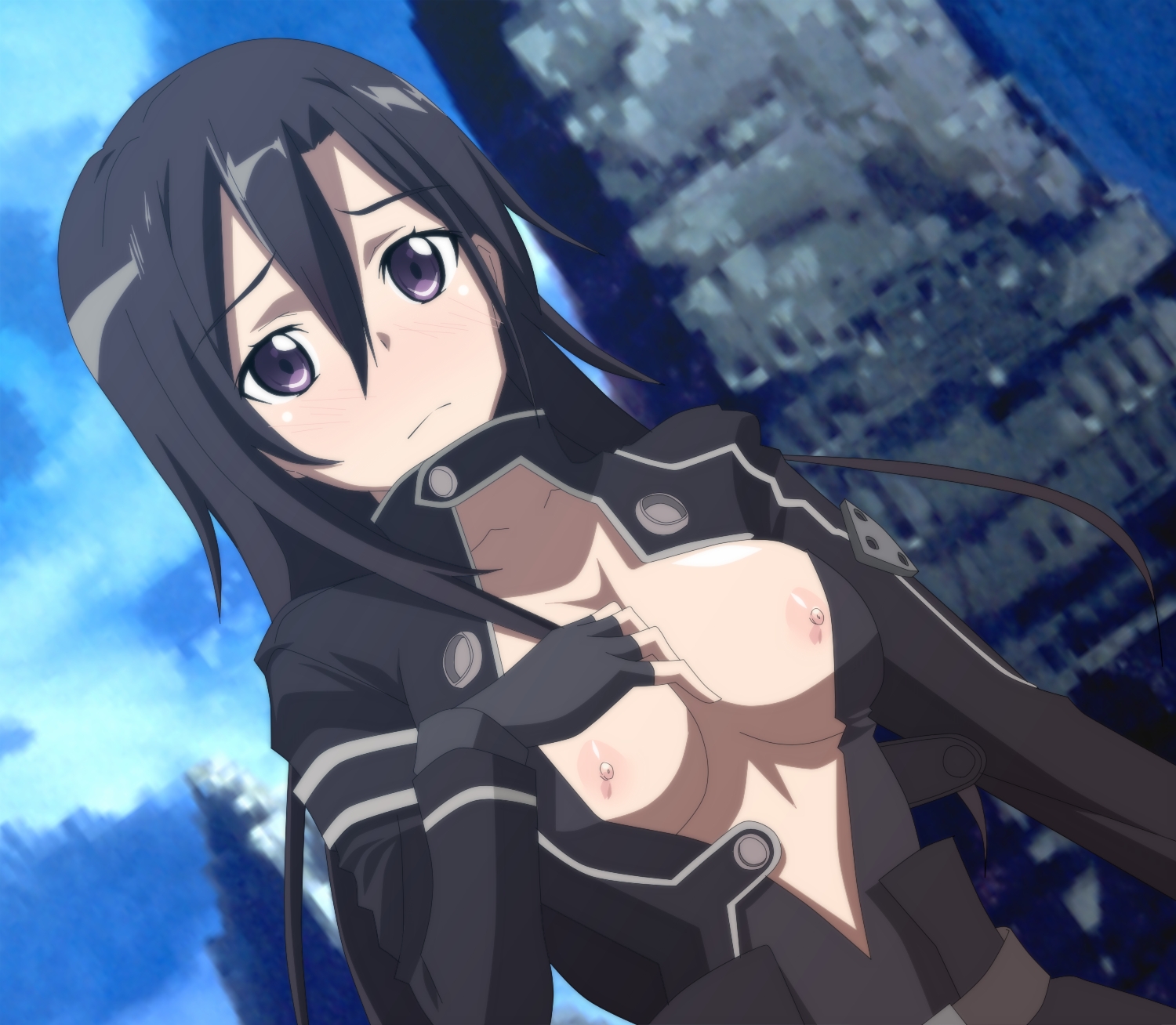 breasts, canon genderswap, exposed breasts, female, female kirito, gun gale online, kirigaya kazuto, kirito, kirito (sao-ggo), pov eye contact, rule 63, sword art online, yusyakandenti