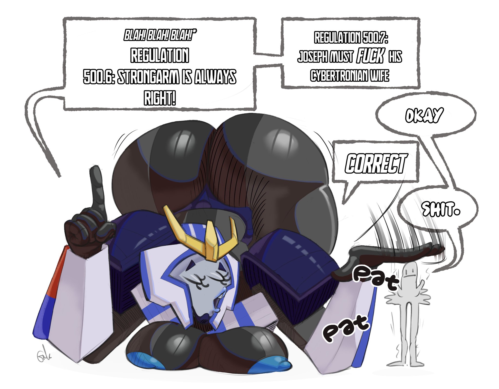 1girls, alien, alien girl, alien humanoid, ass, big ass, big breasts, breasts, busty, curvaceous, curvy, curvy figure, cybertronian, dialogue, digital media (artwork), female, fembot, gobsmacker, gynoid, hasbro, hips, hourglass figure, huge ass, huge breasts, human on robot, humanoid, large ass, large breasts, larger female, legs, mechanical, metallic body, robot, robot girl, robot humanoid, slim waist, strongarm (transformers), thick, thick legs, thick thighs, thighs, transformers, transformers robots in disguise (2015), voluptuous, voluptuous female, waist, wide hips