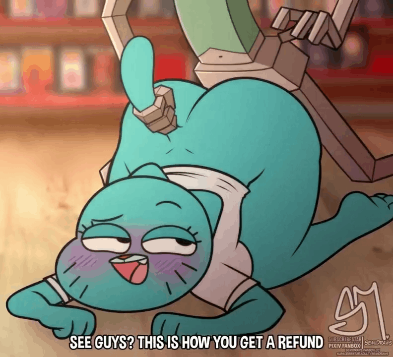 accurate_art_style animated anthro bottomless bottomless_female bottomless_male cartoon_network clothing doggy_style employee female larry_needlemeyer male nicole_watterson public_nudity public_sex semidraws sex sex_in_public store straight tagme the_amazing_world_of_gumball worker worker_drone