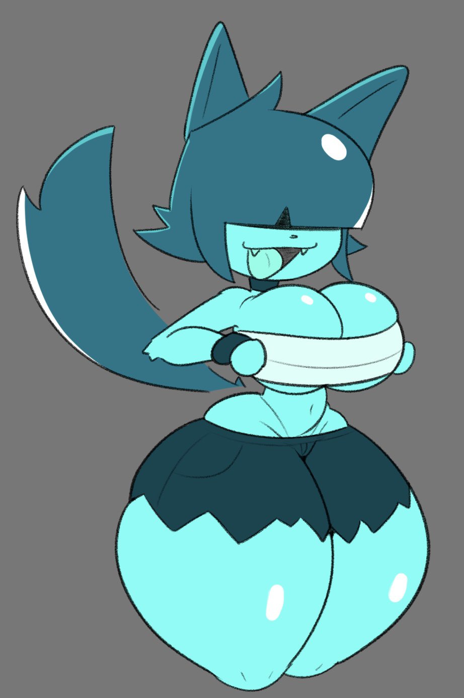 1girls, 25circle, anthro, anthro only, big breasts, big thighs, bimbo, blue body, blue tongue, breasts, cleavage, cute fangs, female, female only, furry, furry only, goommy (goommymuffin), goommymuffin, huge breasts, massive thighs, no visible nipples, open mouth, small torso, small waist, solo, solo female, tagme, thick thighs, tiny waist, wide hips