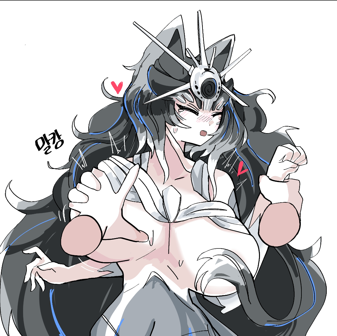 1girls, battle cats, breast grab, breasts, ddungchi, female, female only, floating hand, huge breasts, izanami of dusk, massive breasts, the battle cats