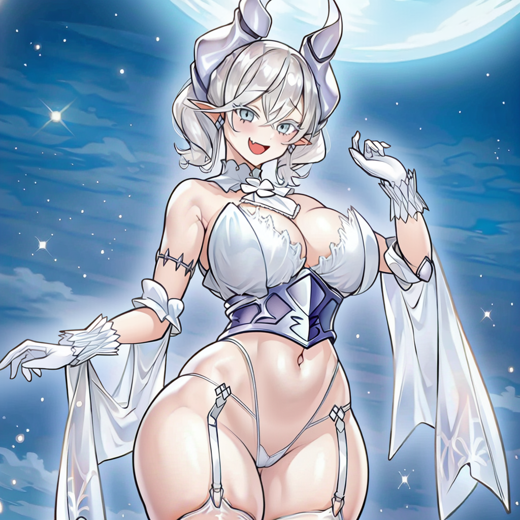1girls abdomen accessories ai_generated armored_dress blush breasts curvy demon demon_girl demon_horns duel_monster earrings female female gloves hi_res hips konami labrynth_of_the_silver_castle legwear looking_at_viewer lovely_labrynth_of_the_silver_castle micro_panties navel neckline open_mouth silver_eyes smile solo thick_thighs thighhighs thighs twintails white_hair yin_fu_hexian yu-gi-oh!