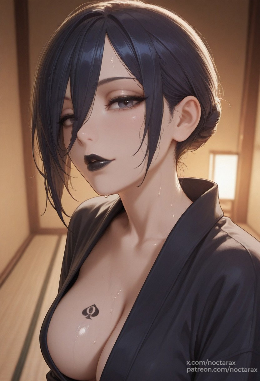 1girls, ai generated, black lipstick, cheating, cheating girlfriend, cheating wife, cuckold, dark hair, female, interracial, kirishima touka, male, netorare, noctarax, ntr, qos, qos tattoo, queen of spades, queen of spades symbol, queen of spades tattoo, sex, short hair, spade tattoo, tokyo ghoul