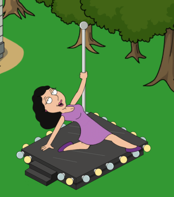 20th_century_fox 20th_century_studios animated black_hair bonnie_swanson family_guy family_guy:_the_quest_for_stuff fuzzy_door_productions gif girl pole pole_dancing stripper_pole twerking video_games