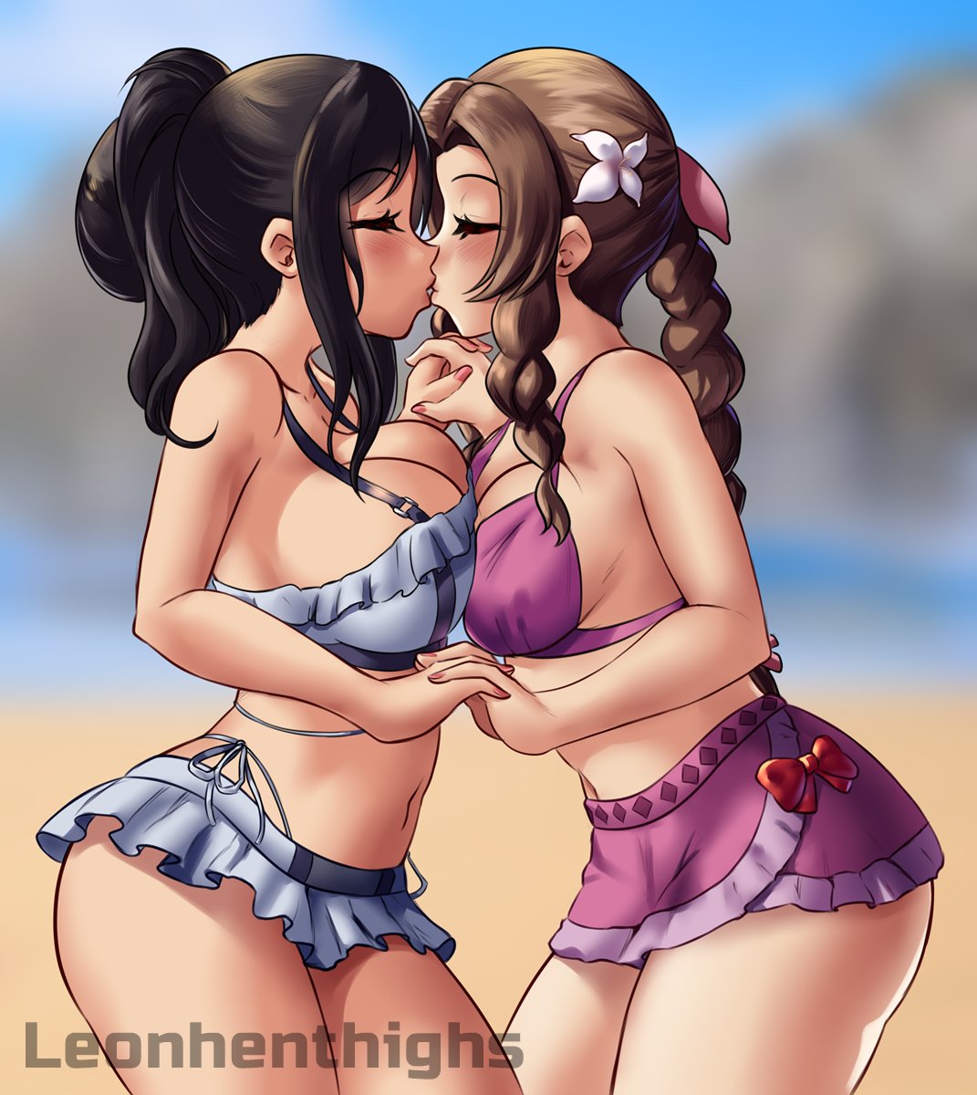 2024 2d 2d_(artwork) 2girls aeris aerith_gainsborough ass beach big_ass big_breasts big_butt big_thighs black_hair breast_to_breast breasts brown_hair bubble_ass bubble_butt butt color dat_ass final_fantasy final_fantasy_vii final_fantasy_vii_remake huge_ass huge_breasts huge_butt huge_thighs kiss kissing large_ass large_thighs leonart long_hair making_out pony_tail ponytail sand shiny_ass shiny_breasts shiny_butt shiny_hair shiny_skin side_ass swimsuit thick_ass thick_thighs thighs tifa_lockhart water yuri