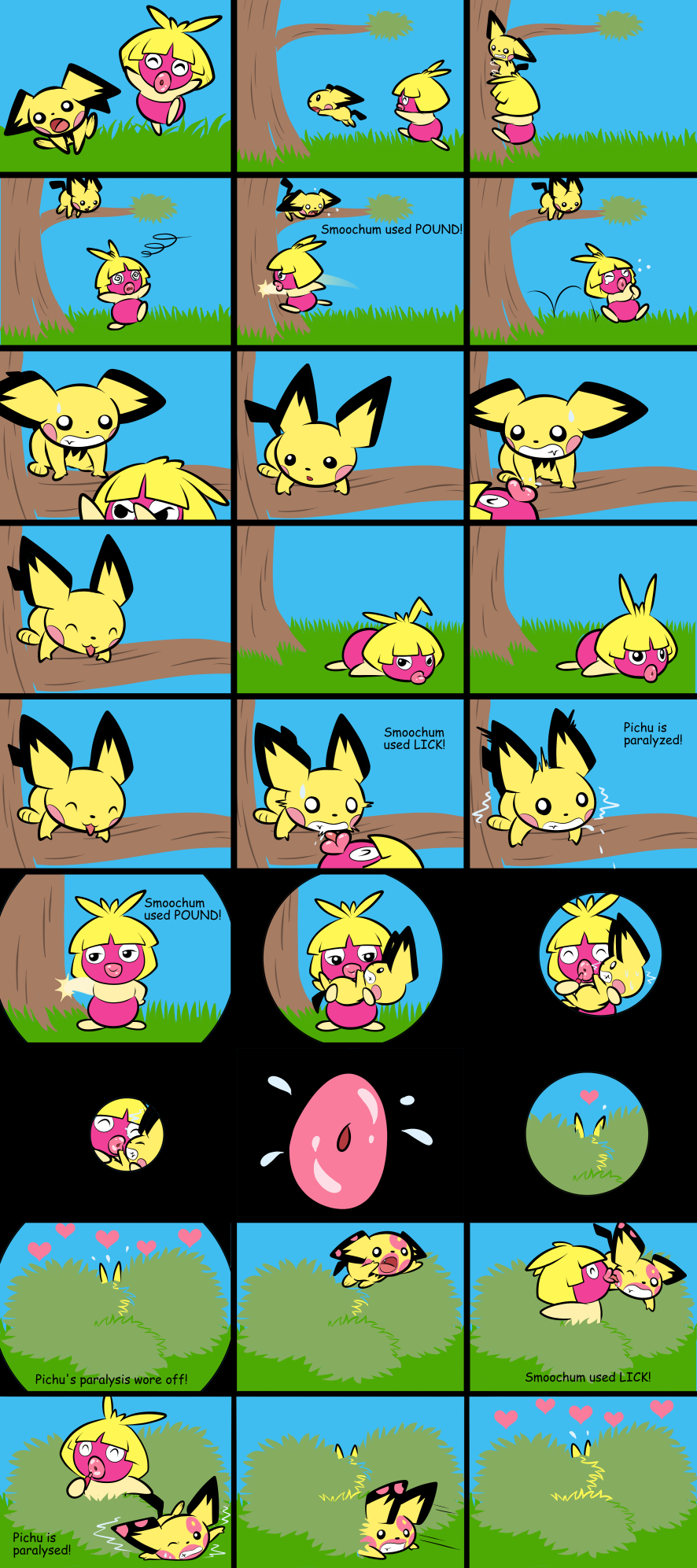 applying_lipstick femdom forced_kiss kiss_mark kissing kissing licking lipstick_fetish lipstick_mark pichu pokemon pokemon_(species) smoochum smug