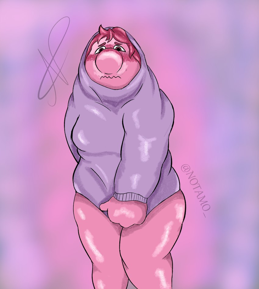 chubby embarrassed embarrassment_(inside_out) hoodie inside_out inside_out_2 male_only overweight overweight_male pink_body slightly_chubby_male