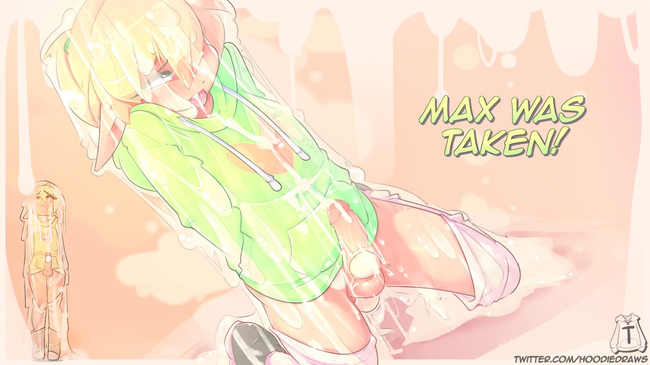 cum femboy game_over hoodie hoodie_(artist) max_(hoodie) slime solo thighhighs